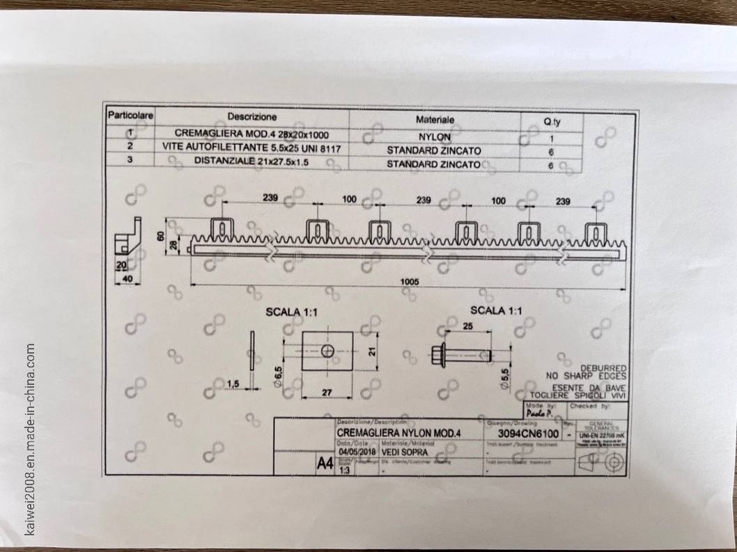 12*30*500 Iron Fixed Gear Rack for Driveway Gate